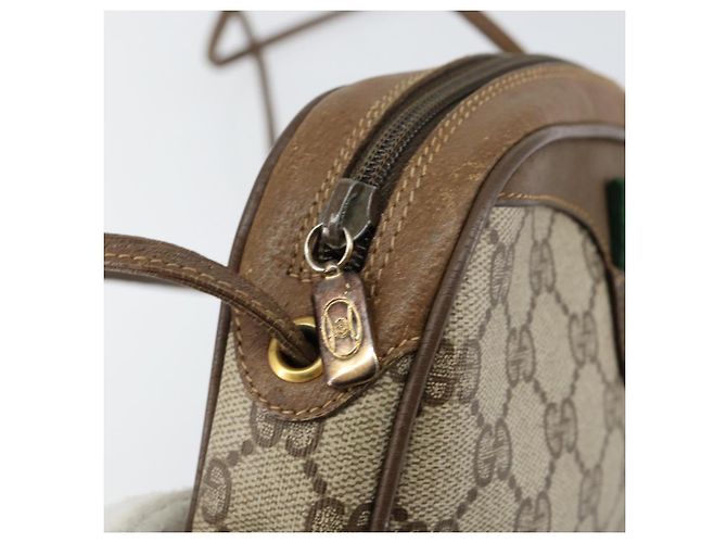 Borsa Sherry Line GG Supreme Web di GUCCI in PVC beige e oro 89 02 066 Auth BA7117 D'oro - vista 10