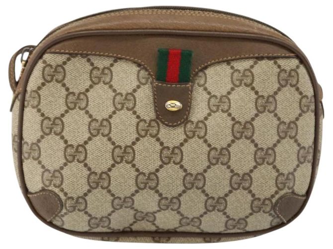 Borsa Sherry Line GG Supreme Web di GUCCI in PVC beige e oro 89 02 066 Auth BA7117 D'oro - vista 13