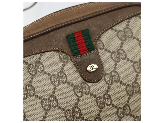 Borsa Sherry Line GG Supreme Web di GUCCI in PVC beige e oro 89 02 066 Auth BA7117 D'oro - vista 17