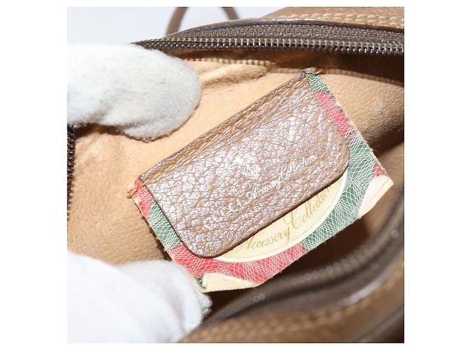 Borsa Sherry Line GG Supreme Web di GUCCI in PVC beige e oro 89 02 066 Auth BA7117 D'oro - vista 18