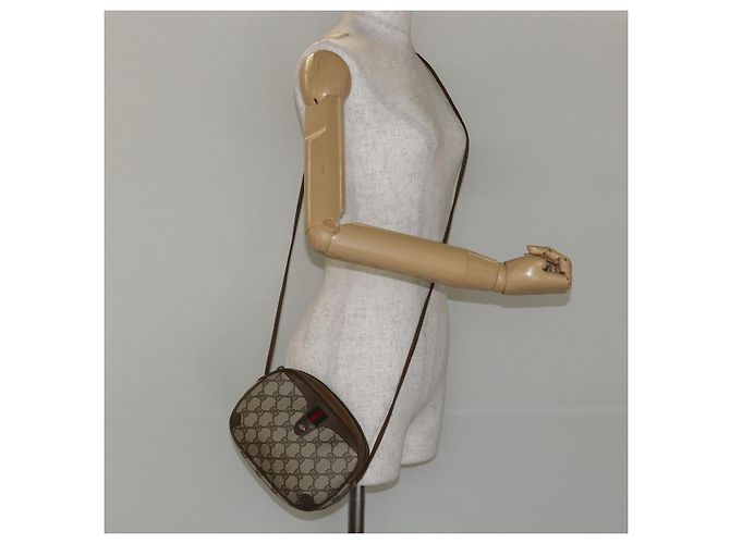 Borsa Sherry Line GG Supreme Web di GUCCI in PVC beige e oro 89 02 066 Auth BA7117 D'oro - vista 21