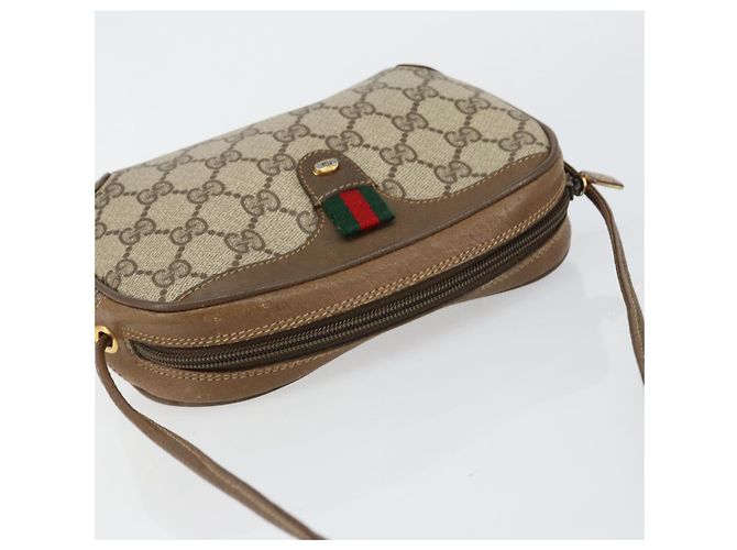 Borsa Sherry Line GG Supreme Web di GUCCI in PVC beige e oro 89 02 066 Auth BA7117 D'oro - vista 6