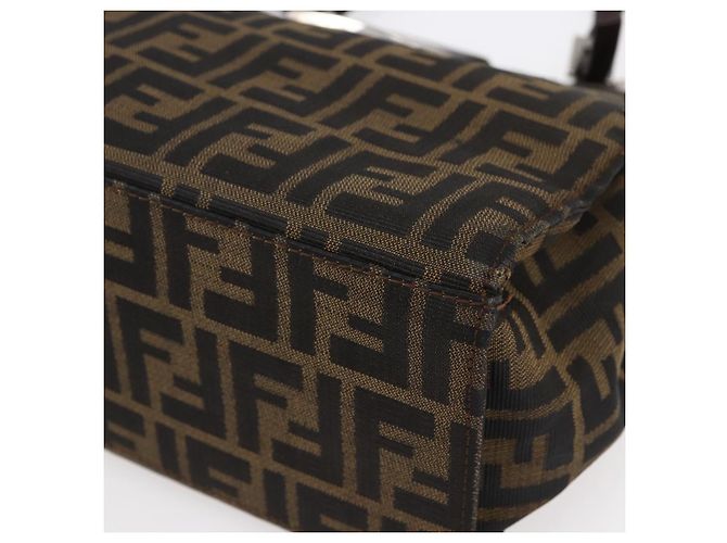 FENDI Zucca Canvas Mamma Baguette Tote Bag Schwarz Braun Auth 147540 - Ansicht 15