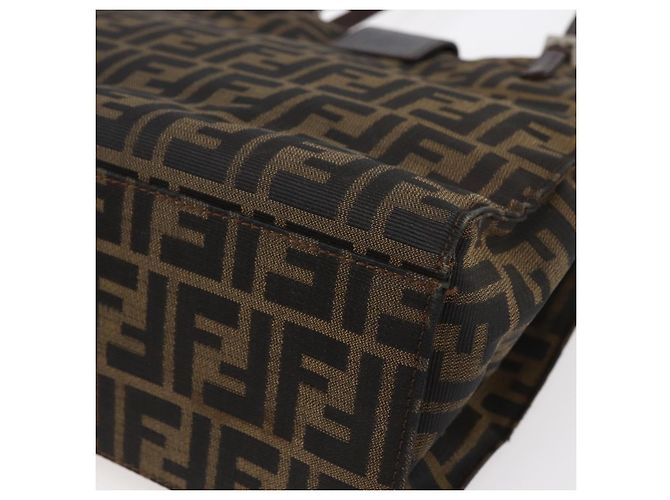 FENDI Zucca Canvas Mamma Baguette Tote Bag Schwarz Braun Auth 147540 - Ansicht 17