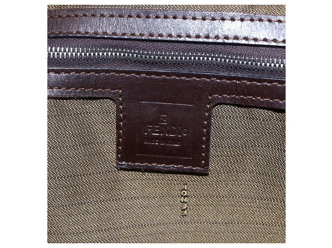 FENDI Zucca Canvas Mamma Baguette Tote Bag Schwarz Braun Auth 147540 - Ansicht 19