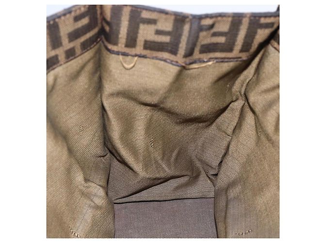 FENDI Zucca Canvas Mamma Baguette Tote Bag Schwarz Braun Auth 147540 - Ansicht 22