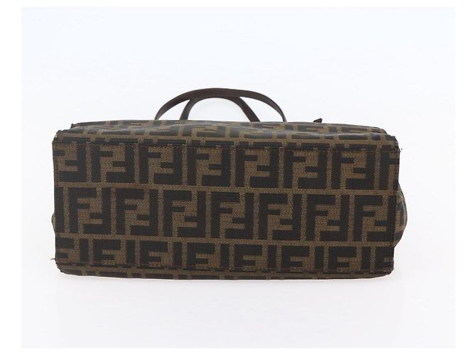 FENDI Zucca Canvas Mamma Baguette Tote Bag Schwarz Braun Auth 147540 - Ansicht 5