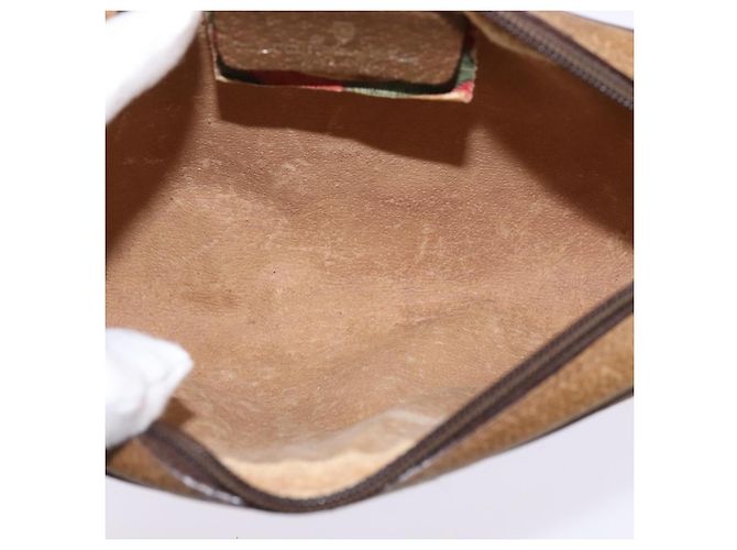 Bolsa de Ombro Gucci GG Supreme Web Sherry Line PVC Bege 116 02 089 Auth 148264 Dourado - vista 10
