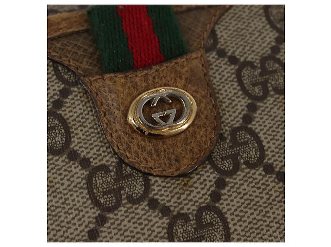 Bolsa de Ombro Gucci GG Supreme Web Sherry Line PVC Bege 116 02 089 Auth 148264 Dourado - vista 18