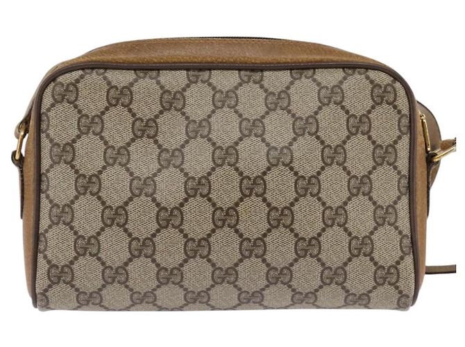 Bolsa de Ombro Gucci GG Supreme Web Sherry Line PVC Bege 116 02 089 Auth 148264 Dourado - vista 2