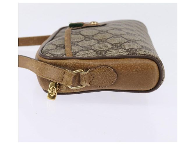 Bolsa de Ombro Gucci GG Supreme Web Sherry Line PVC Bege 116 02 089 Auth 148264 Dourado - vista 3