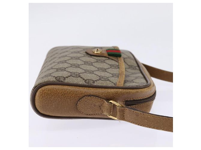 Bolsa de Ombro Gucci GG Supreme Web Sherry Line PVC Bege 116 02 089 Auth 148264 Dourado - vista 4