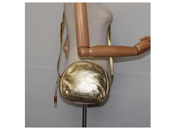 Borsa a Spalla Anagram LOEWE in Pelle Dorata Auth bs30180 D'oro - vista 20