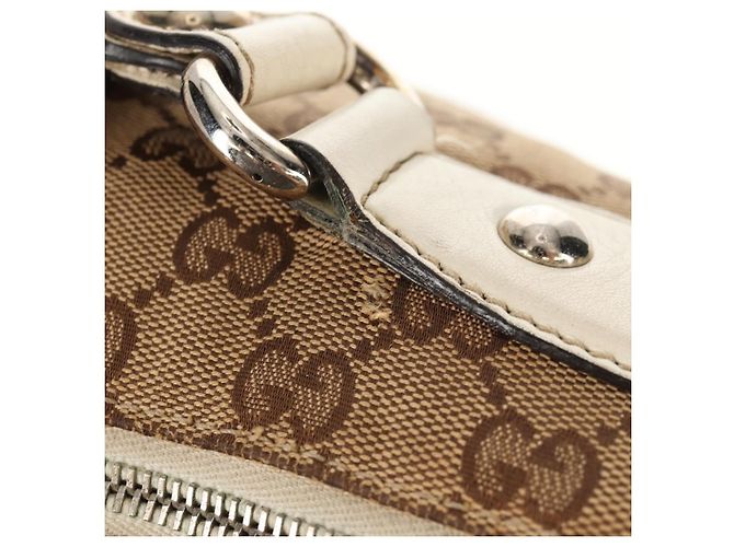 Gucci Borsa tote GG Canvas Horsebit 2way Beige Oro 232949 Auth 146265 D'oro - vista 10