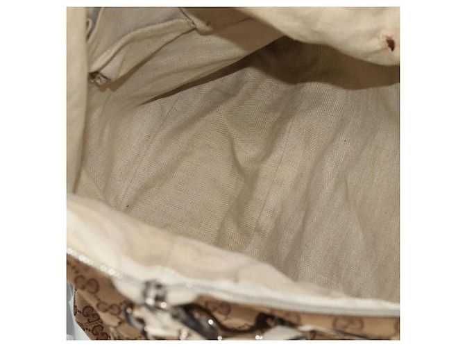 Gucci Borsa tote GG Canvas Horsebit 2way Beige Oro 232949 Auth 146265 D'oro - vista 11