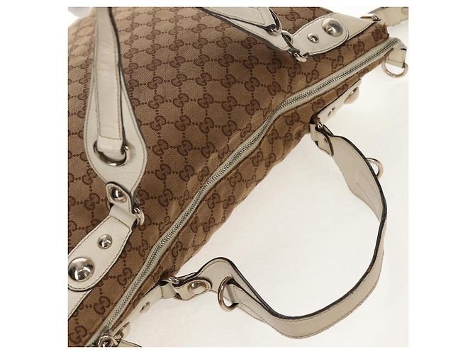 Gucci Borsa tote GG Canvas Horsebit 2way Beige Oro 232949 Auth 146265 D'oro - vista 14