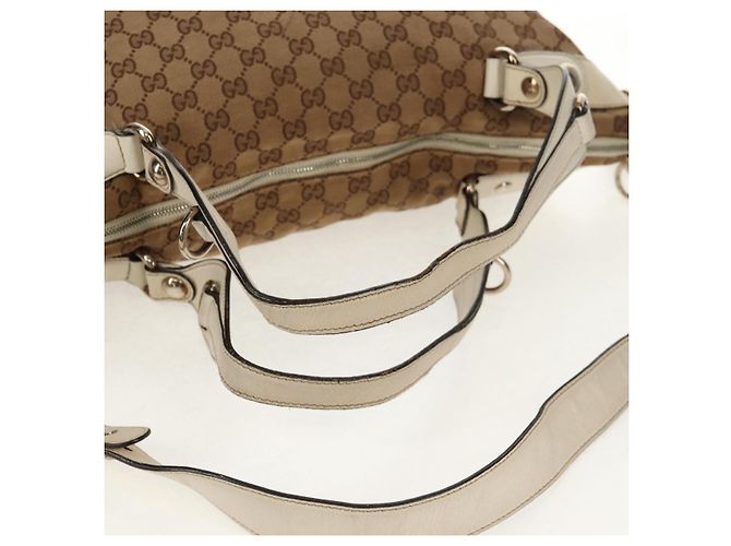 Gucci Borsa tote GG Canvas Horsebit 2way Beige Oro 232949 Auth 146265 D'oro - vista 15