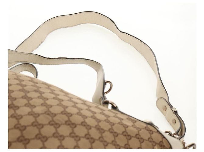 Gucci Borsa tote GG Canvas Horsebit 2way Beige Oro 232949 Auth 146265 D'oro - vista 19