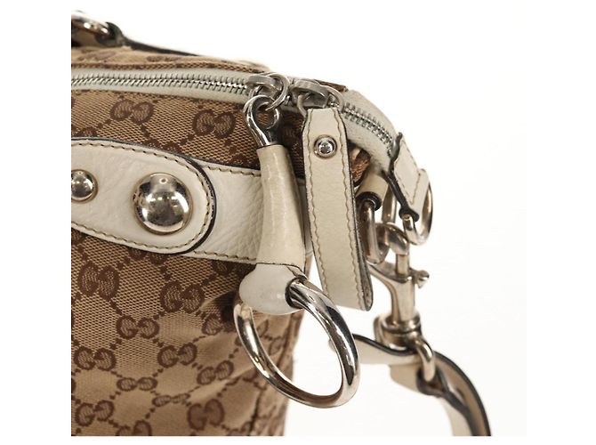 Gucci Borsa tote GG Canvas Horsebit 2way Beige Oro 232949 Auth 146265 D'oro - vista 25