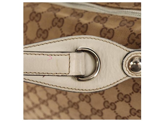 Gucci Borsa tote GG Canvas Horsebit 2way Beige Oro 232949 Auth 146265 D'oro - vista 26