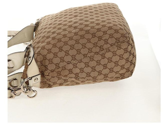 Gucci Borsa tote GG Canvas Horsebit 2way Beige Oro 232949 Auth 146265 D'oro - vista 5