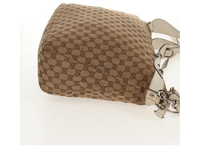 Gucci Borsa tote GG Canvas Horsebit 2way Beige Oro 232949 Auth 146265 D'oro - vista 6