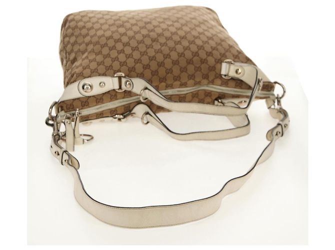 Gucci Borsa tote GG Canvas Horsebit 2way Beige Oro 232949 Auth 146265 D'oro - vista 8