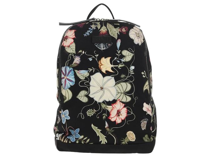 Zaino GUCCI flora in tela nera e argento 353476 Auth bs29799 Nero - vista 13