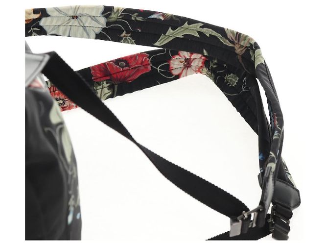 Zaino GUCCI flora in tela nera e argento 353476 Auth bs29799 Nero - vista 15