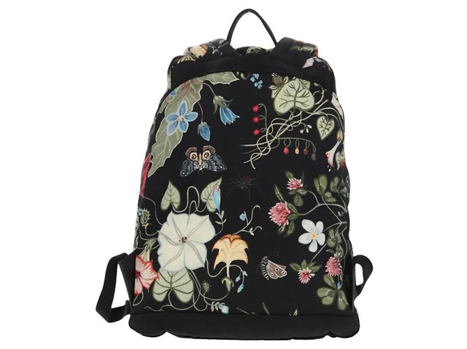 Zaino GUCCI flora in tela nera e argento 353476 Auth bs29799 Nero - vista 2