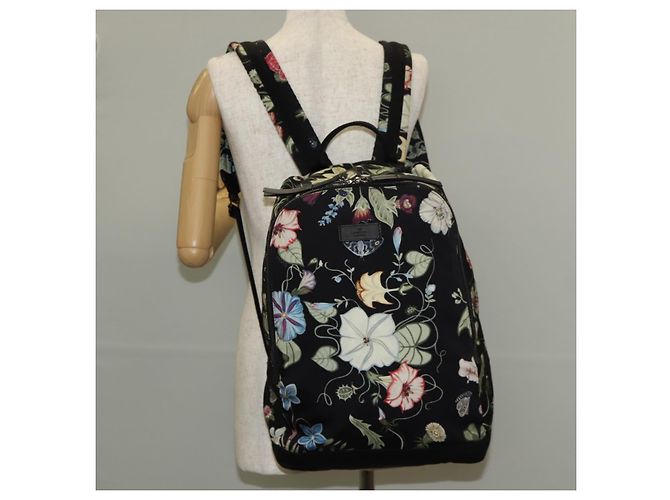 Zaino GUCCI flora in tela nera e argento 353476 Auth bs29799 Nero - vista 28