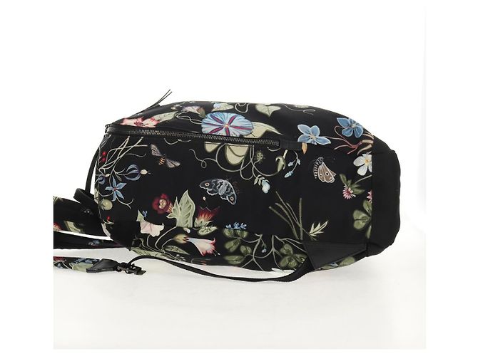 Zaino GUCCI flora in tela nera e argento 353476 Auth bs29799 Nero - vista 3