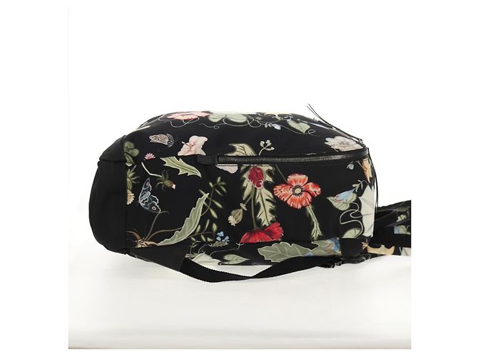 Zaino GUCCI flora in tela nera e argento 353476 Auth bs29799 Nero - vista 4