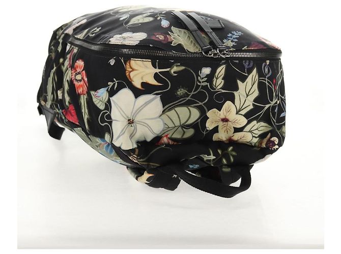 Zaino GUCCI flora in tela nera e argento 353476 Auth bs29799 Nero - vista 6