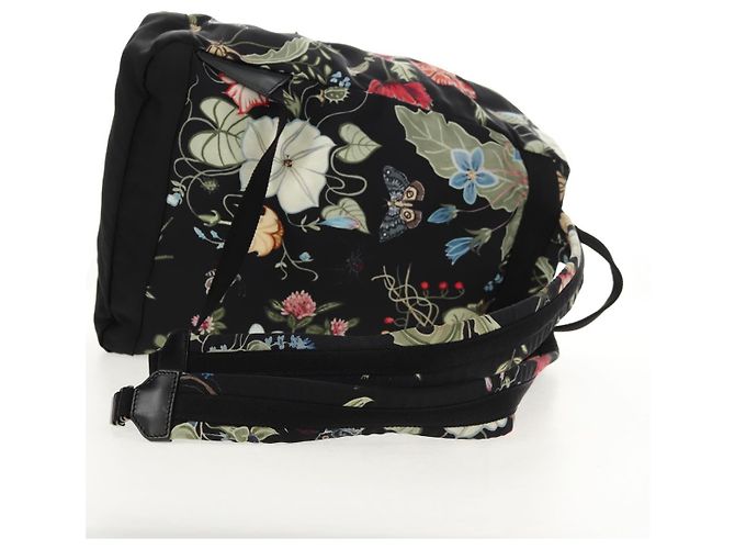 Zaino GUCCI flora in tela nera e argento 353476 Auth bs29799 Nero - vista 8