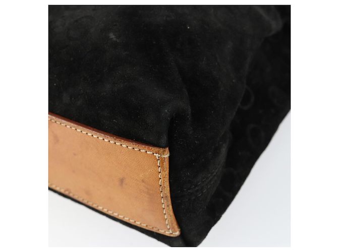 Céline Bolsa de mão Celine C Sulky em camurça preta prata autêntica 147956 Preto - vista 14