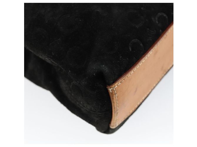 Céline Bolsa de mão Celine C Sulky em camurça preta prata autêntica 147956 Preto - vista 16