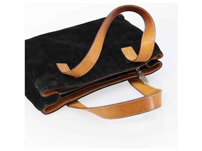 Céline Bolsa de mão Celine C Sulky em camurça preta prata autêntica 147956 Preto - vista 6