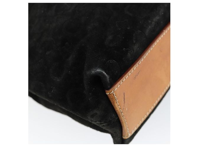 Céline Bolsa de mão Celine C Sulky em camurça preta prata autêntica 147956 Preto - vista 9