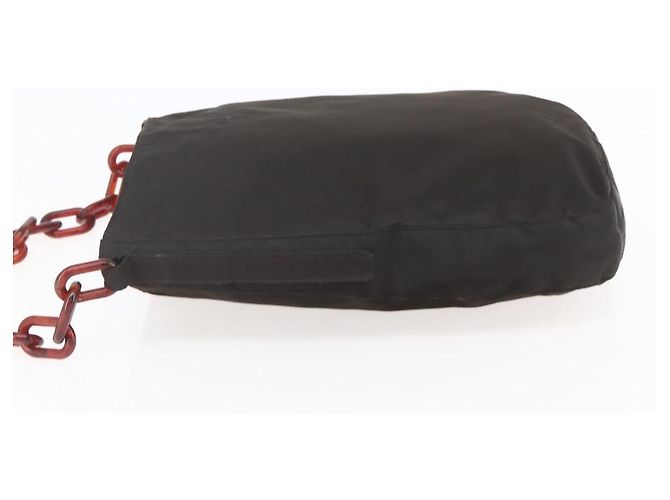 Borsa a spalla con catena Prada in nylon marrone Auth bs29917 - vista 3