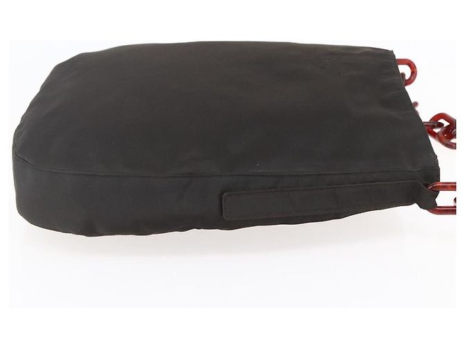 Borsa a spalla con catena Prada in nylon marrone Auth bs29917 - vista 4