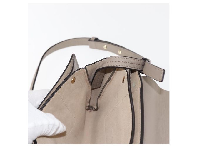 Chloé Borsa a Spalla Chloe Fay in Pelle Scamosciata Beige Auth BA6827 - vista 21