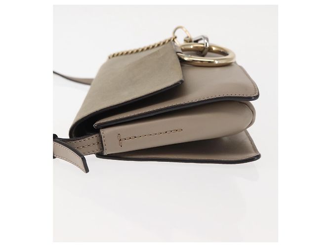 Chloé Borsa a Spalla Chloe Fay in Pelle Scamosciata Beige Auth BA6827 - vista 4