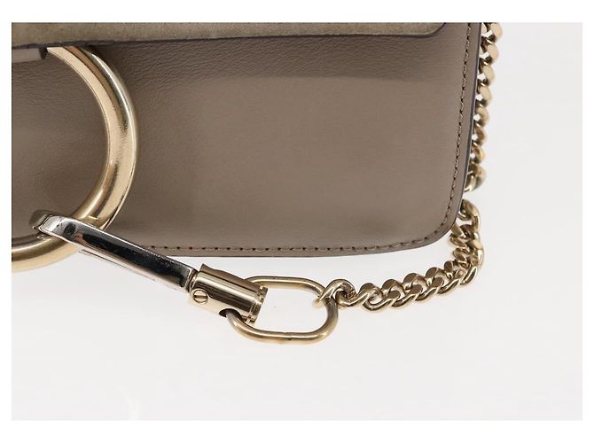 Chloé Borsa a Spalla Chloe Fay in Pelle Scamosciata Beige Auth BA6827 - vista 9