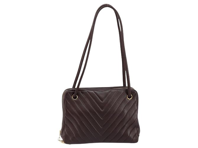 Borsa a Spalla V stitch CHANEL in Pelle di Agnello Marrone Oro CC Auth bs29893 D'oro - vista 13