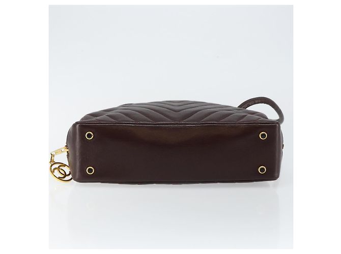 Borsa a Spalla V stitch CHANEL in Pelle di Agnello Marrone Oro CC Auth bs29893 D'oro - vista 5