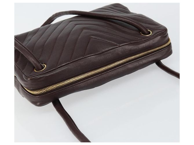 Borsa a Spalla V stitch CHANEL in Pelle di Agnello Marrone Oro CC Auth bs29893 D'oro - vista 6