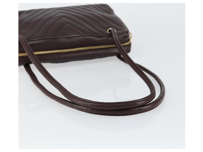 Borsa a Spalla V stitch CHANEL in Pelle di Agnello Marrone Oro CC Auth bs29893 D'oro - vista 7