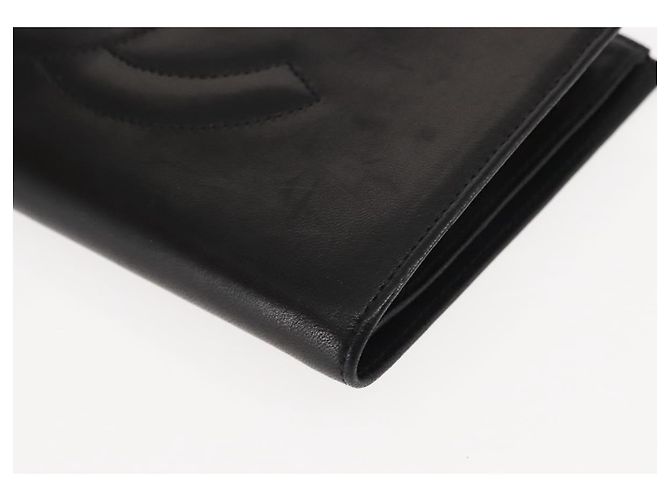 CHANEL Langer Geldbeutel aus Lammleder Schwarz CC Auth am9206 - Ansicht 14