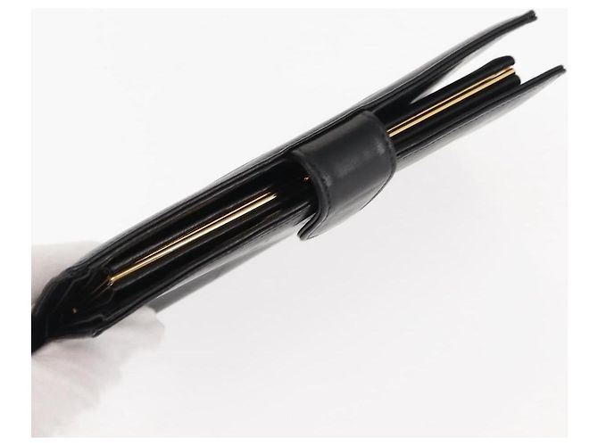 CHANEL Langer Geldbeutel aus Lammleder Schwarz CC Auth am9206 - Ansicht 5